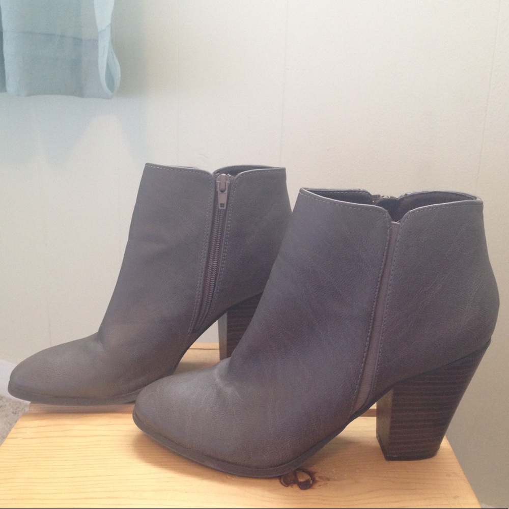 Taupe Chunky Heel Ankle Booties